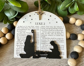 Luke 2 scripture ornament / Nativity ornament / True meaning of Christmas / Birth of Jesus / Away in a manger ornament / Jesus birth