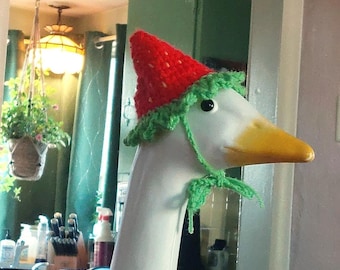 Crochet Porch Goose Strawberry hats!