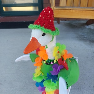 Crochet Porch Goose Strawberry hats!