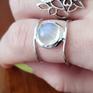 Rainbow Moonstone Gemstone Ring in 14kt Rolled Gold   Wire Wrapped size 5 to 15 