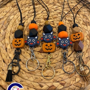 Halloween Lanyard, Fall Lanyard, Lanyard Necklace, ID Lanyard, Badge Lanyard, Nametag Holder, Cruise Lanyard, Beaded Lanyard, Teacher Gift