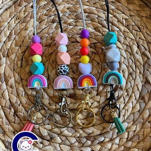 Rainbow Lanyard, Tassel Lanyard, Lanyard Necklace, ID Lanyard, Badge Lanyard, Nametag Holder, Cruise Lanyard, Beaded Lanyard, Teacher Gift