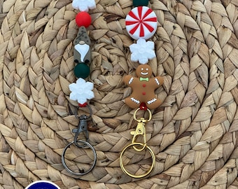 Holiday Lanyard, Christmas Lanyard, Winter Lanyard, ID Lanyard, Badge Lanyard, Gingerbread Lanyard, Gnome Lanyard,  Teacher Gift, Nametag