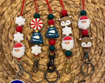 Holiday Lanyard, Christmas Lanyard, Winter Lanyard, ID Lanyard, Badge Lanyard, Reindeer Lanyard, Santa Lanyard,  Teacher Gift, Nametag