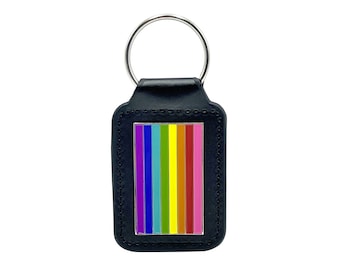 1978 Original Gilbert Baker Gay Pride Rainbow Flag Leather & Metal Keyring