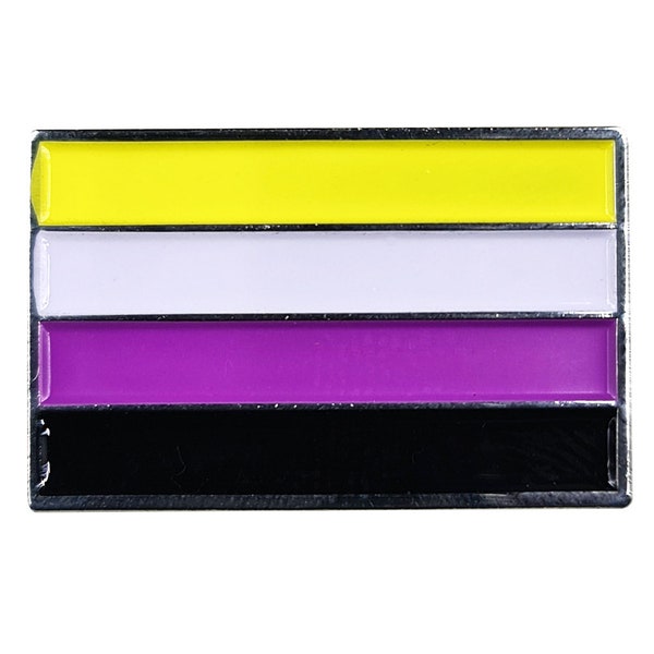 Non binaire Pride Flag Silver Metal Rectangle Lapel Pin Badge