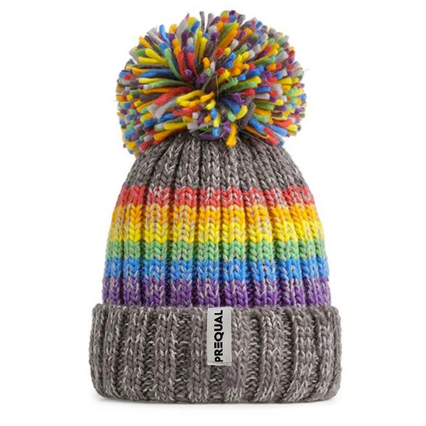 Chapeau bobble réfléchissant Super Sherpa de luxe - Gay Pride Rainbow (Graphite)