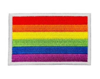 Gay Pride Rainbow Flag Rectangular Embroidered Iron-On Festival Patch