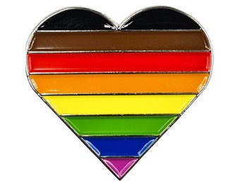 8 Colour Pride Rainbow Flag Silver Metal Heart Lapel Pin Badge