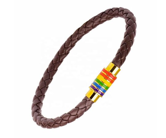 Gay pride leather bracelet sale