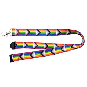 Progress Pride Flag Lanyard (with Zinc Alloy Clip and Safety Catch)