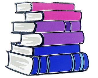 Bisexual Pride Rainbow Stack Of Books Metal Lapel Pin Badge