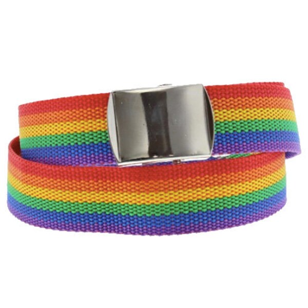 Gay Pride Rainbow Flag Canvas Belt With Metal Buckle