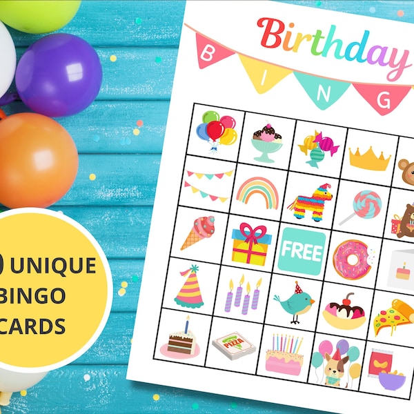 Birthday Bingo | Birthday Party Activities and Games | Printable Activities for Families and Kids | Birthday Games | Birthday Party Bingo