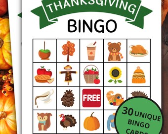 Thanksgiving Bingo | Thanksgiving Activities and Games | Printable Games for Families and Kids | Fall Bingo | Fall Games | Instant Download