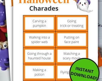 Halloween Charades | Printable Halloween Game | Halloween Activity For Kids and Adults | Halloween Party Game | Classroom Game