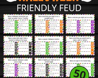 Halloween Friendly Feud | Printable Halloween Game | Halloween Activity For Kids and Adults | Halloween Trivia | Party and Classroom Game