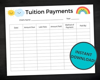 Daycare Tuition Payments | Daycare Tuition Reports | Daycare Payment Reports | Instant Download | Rainbow