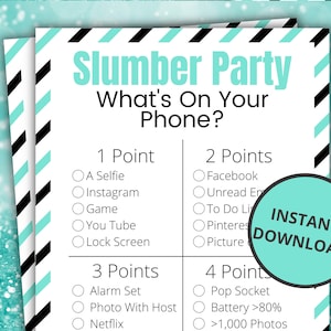 Slumber Party What&#39;s On Your Phone? | Sleepover Games for Kids and Teens | Pajama Party Activities | Birthday Party Sleepover Games  - Mint