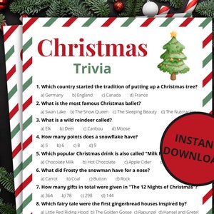 Christmas Trivia | Printable Christmas Game | Christmas Activity For Kids and Adults | Christmas Party Game | Holiday Classroom Game