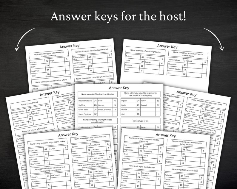 Thanksgiving Friendly Feud Printable Thanksgiving Game Fall Activity For Kids and Adults Thanksgiving Trivia Classroom Game image 6