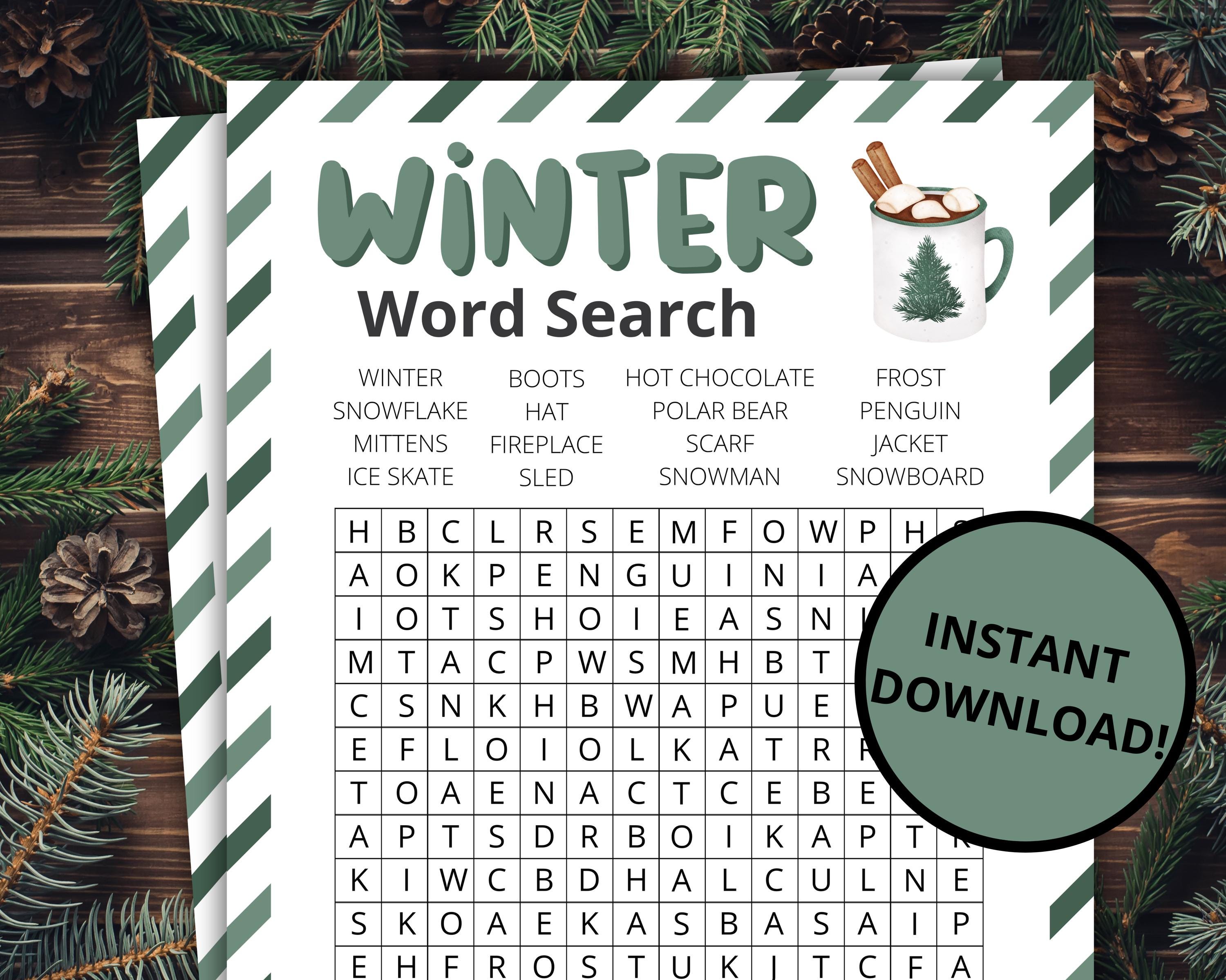Winter Word Search | Printable Snow Day Activity for Kids and Adults ...
