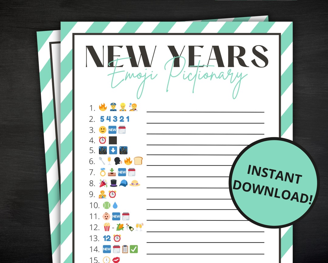 New Year's Eve Emoji Pictionary | Printable New Year's Game | New Years Activity for Kids and ...
