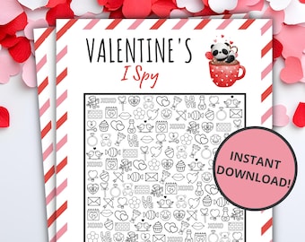 Valentine's Day I Spy Game | Valentine's Party Games | Valentines Day Activity For Kids and Adults | Virtual and Printable Party Games