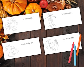 Thanksgiving Place Cards | Thanksgiving Activity for Kids | Coloring Activity | DIY Name Cards | Thanksgiving Place Setting | Colouring Page