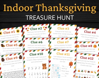 Indoor Thanksgiving Treasure Hunt For Older Kids | Thanksgiving Scavenger Hunt | Fall Activity for Kids and Teens | Games and Puzzles