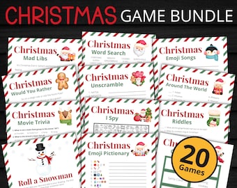 Christmas Game Bundle | Printable Christmas Games For Kids and Adults | Holiday Party Games and Activities | Family Games | Classroom Games