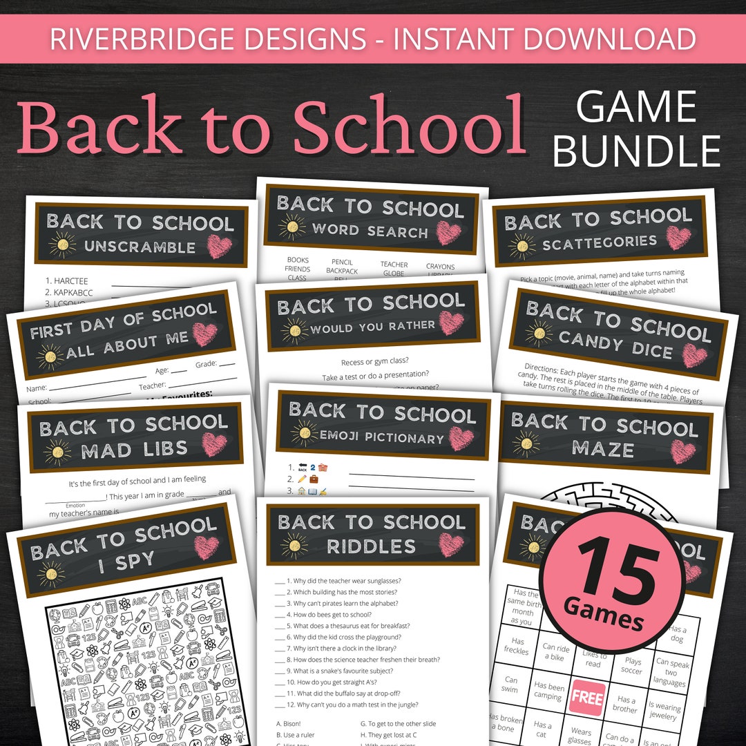 Back to School Game Bundle | Printable Games and Activities for Kids ...