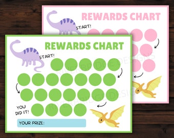 Rewards Chart Printable For Children and Toddlers | Potty Chart | Sticker Chart | Chore Chart | 8.5 x 11 | Dinosaurs