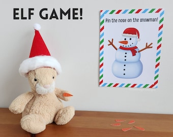 Elf Pin The Nose On The Snowman | Christmas Elf Activity | Holiday Elf Ideas, Props and Accessories | Printable Elf Game