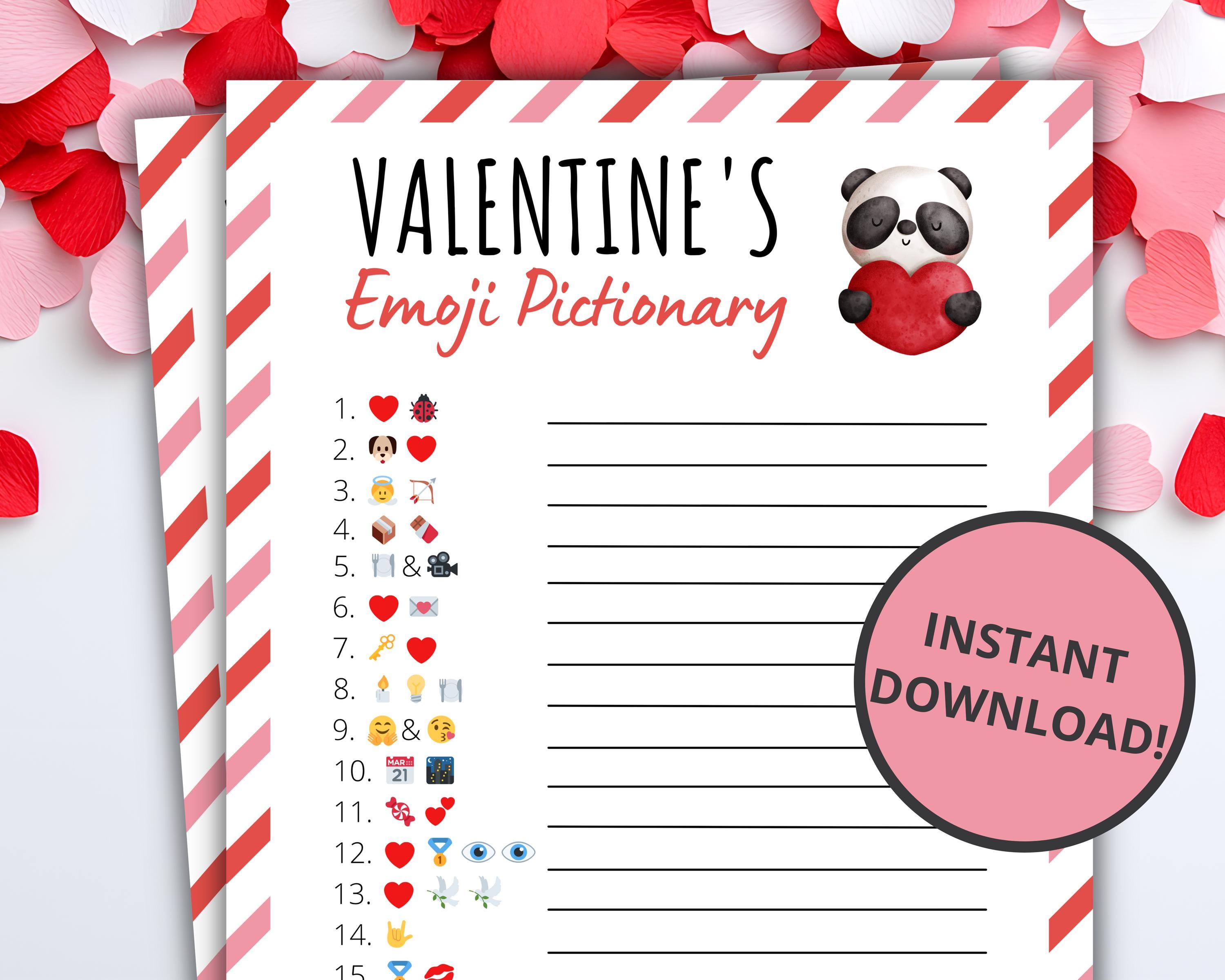 Valentine's Day Emoji Pictionary | Valentine's Party Games | Valentines ...