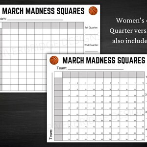 March Madness Squares | Printable March Madness Game | NCAA Basketball ...