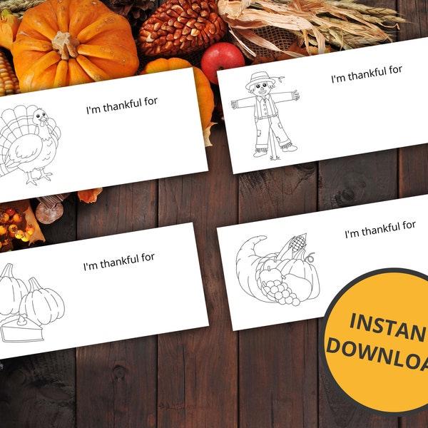 Thanksgiving Place Cards | Thanksgiving Activity for Kids | Coloring Activity | DIY Name Cards | Thanksgiving Place Setting | Colouring Page