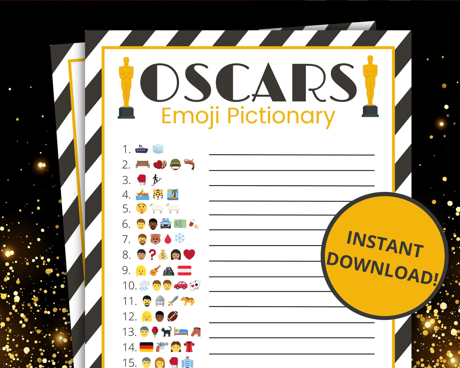 Oscars Emoji Pictionary 94th Academy Awards Games 2022 Etsy