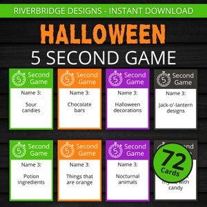 Halloween 5 Second Game | Printable Halloween Game | Halloween Activity For Kids and Adults | Halloween Party Game | Classroom Game