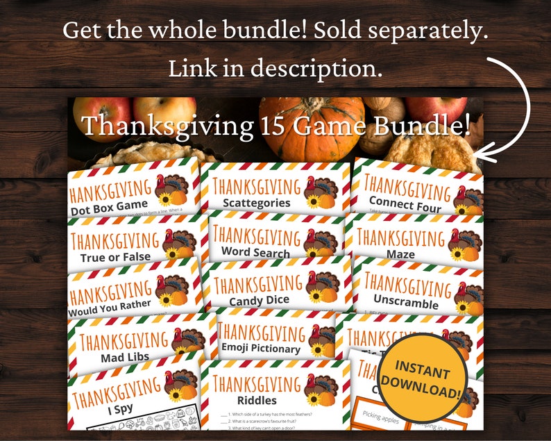 Thanksgiving I Spy Printable Thanksgiving Game Thanksgiving Activity For Kids and Adults Classroom Game Turkey image 3