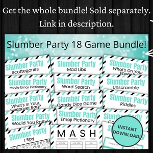 Slumber Party Mad Libs Printable Sleepover Games for Kids - Etsy