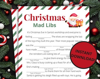 Christmas Mad Libs | Printable Christmas Game | Christmas Activity For Kids and Adults | Christmas Party Game | Holiday Classroom Game