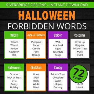 Halloween Forbidden Words | Printable Halloween Game | Halloween Activity For Kids and Adults | Halloween Taboo | Party and Classroom Game