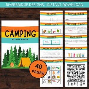 Camping Activity Bundle | Camping Games | Printable Activities for Families and Kids | Camping Activity Pack | Camp Activities | Camp Games