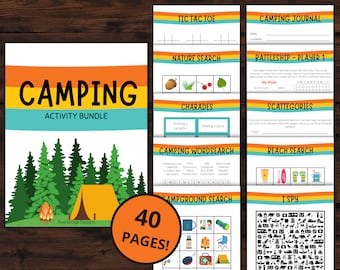 Camping Activity Bundle | Camping Games | Printable Activities for Families and Kids | Camping Activity Pack | Camp Activities | Camp Games