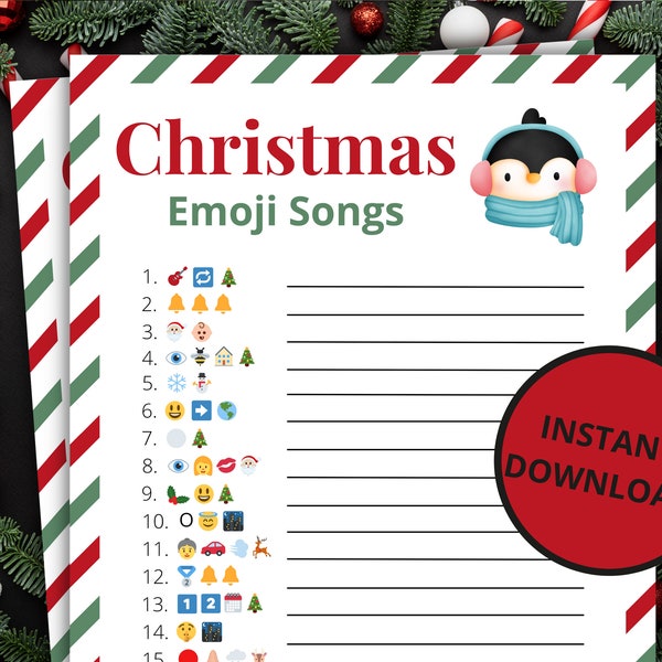 Christmas Emoji Songs | Printable Christmas Game | Christmas Activity For Kids and Adults | Christmas Party Game | Holiday Classroom Game