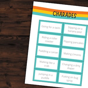 Camping Charades Camping Games Printable Activities for Families