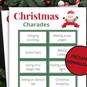 Christmas Charades | Printable Christmas Game | Christmas Activity For Kids and Adults | Christmas Party Game | Holiday Classroom Game