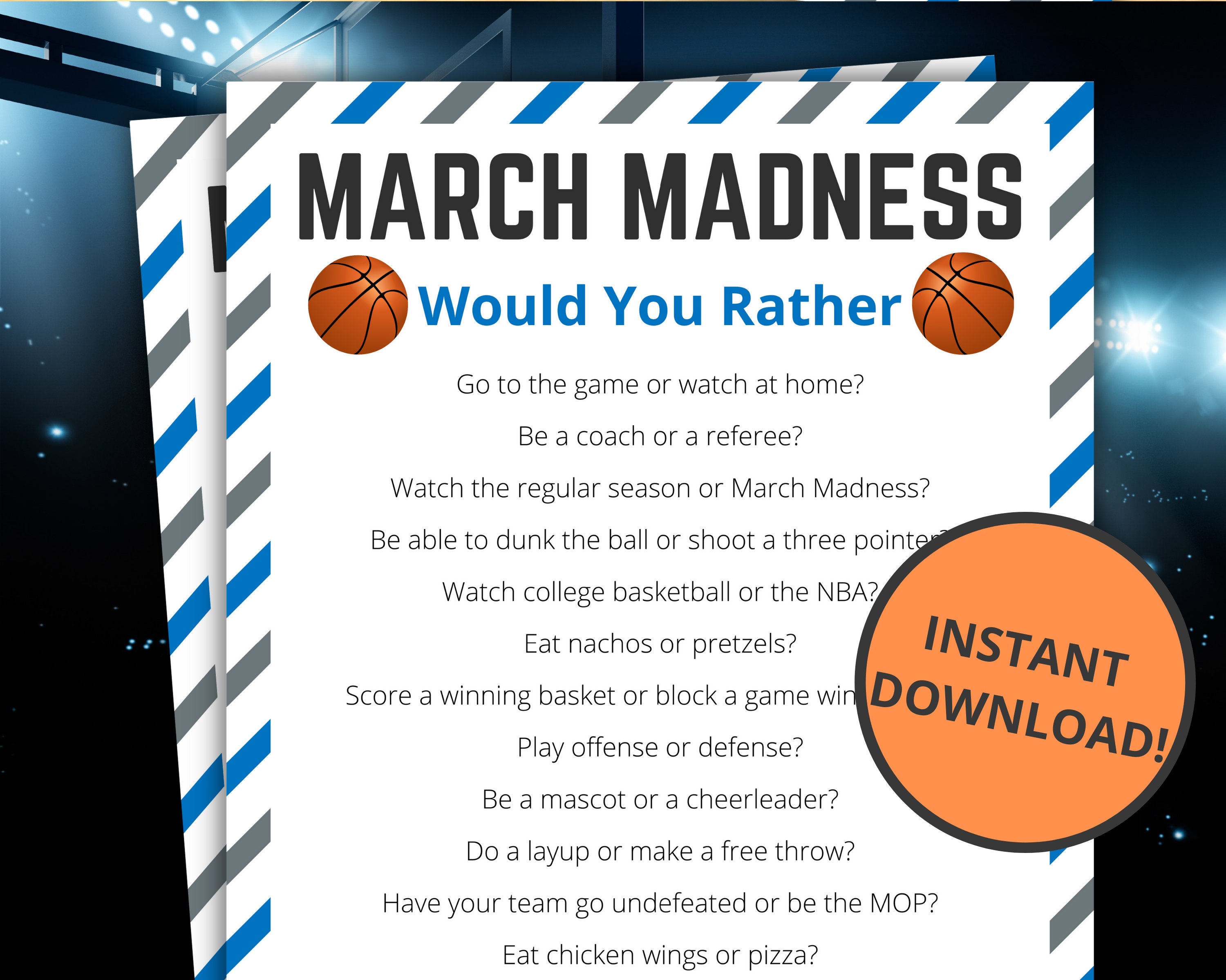 March Madness Would You Rather Printable March Madness Game