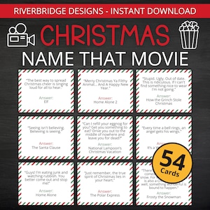 Weihnachten Name That Movie Spiel | Druckbare Weihnachtsfilm Spiel | Weihnachtsaktivität für Kinder und Erwachsene | Weihnachtsfeier | Büro Party